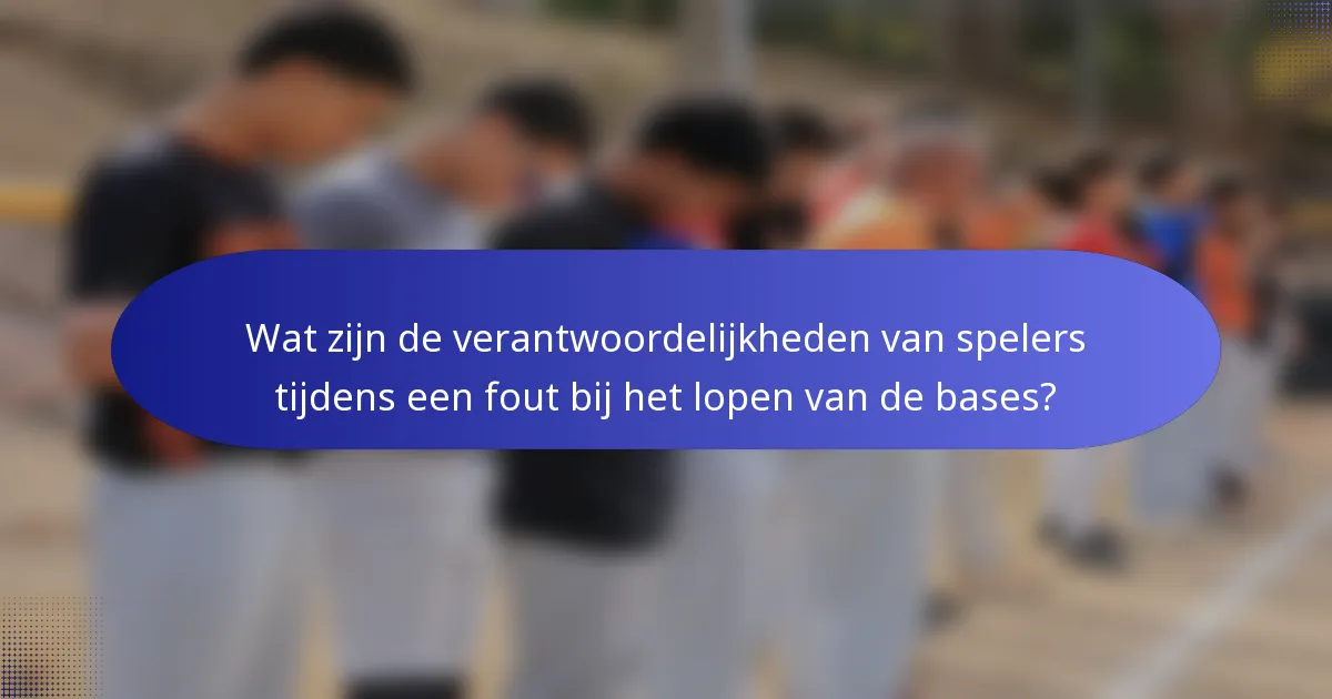 Wat zijn de verantwoordelijkheden van spelers tijdens een fout bij het lopen van de bases?