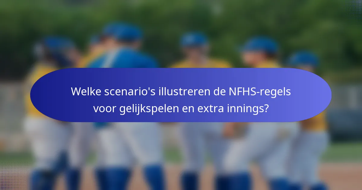 Welke scenario's illustreren de NFHS-regels voor gelijkspelen en extra innings?